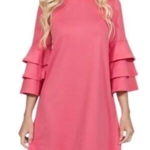 Simply Southern Orange and Pink Ruffled Tiered Dress